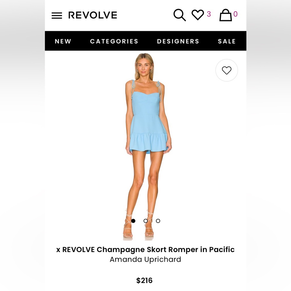 Amanda Uprichard Champagne Skort Romper in Pacific